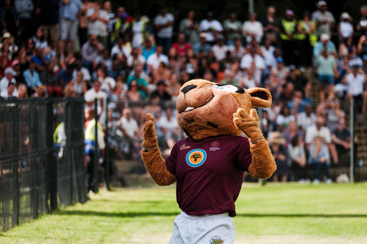 Pokkel, Stellenbosch University’s official mascot, gives students a warm welcome at the 2025 Welcoming ceremony. He will again form part of this year's programme. Photo: Stefan Els