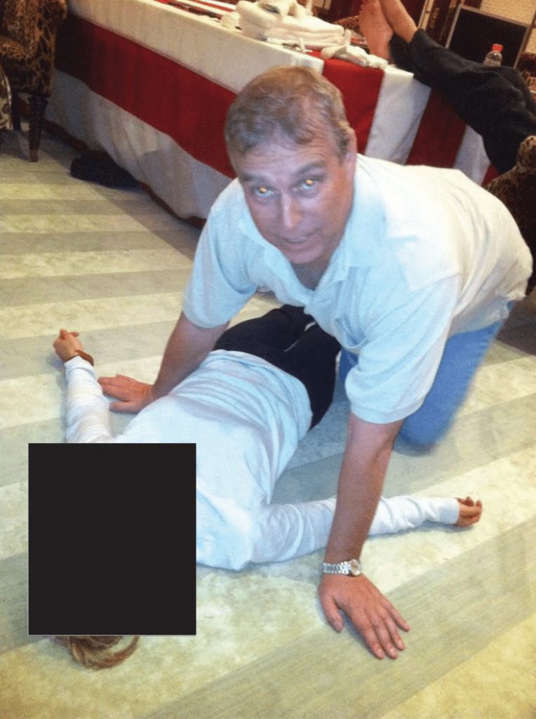 
This undated photograph released by the US Justice Department last weekend of former prince Andrew kneeling over a woman lying on the floor, has shocked the world. 