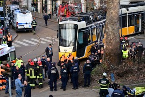 Two dead, dozens injured as Milan tram derails into building