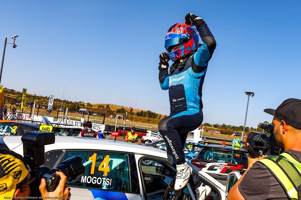 Jonathan Mogotsi celebrating his 2024 SupaCup victory. Photo: Volkswagen Motorsport