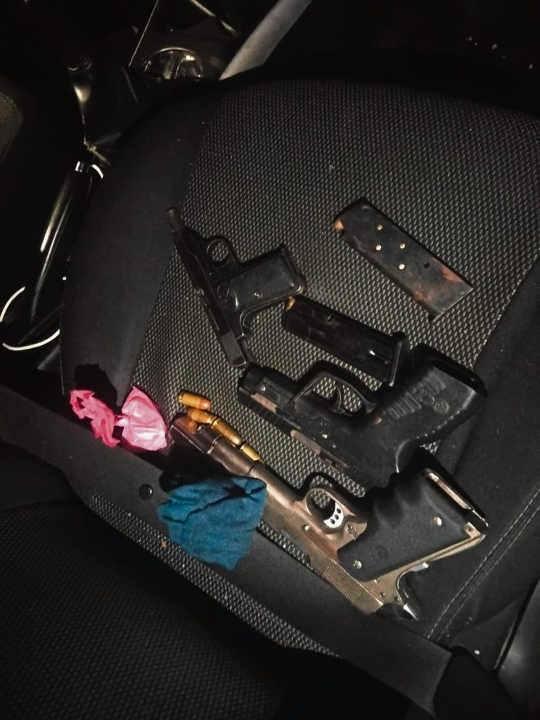 Law enforcement officers recovered several firearms after they arrested the fieve suspects in Muizenberg. 