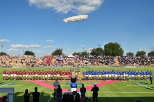 Solar-powered airship flies above South African rugby match for first time