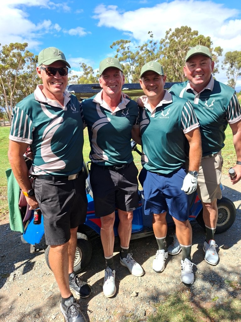 Op die HelpJag Legendes-gholfdag is van links Tobie Botes, Werner Greeff, Marius Joubert en Marius Schoeman.