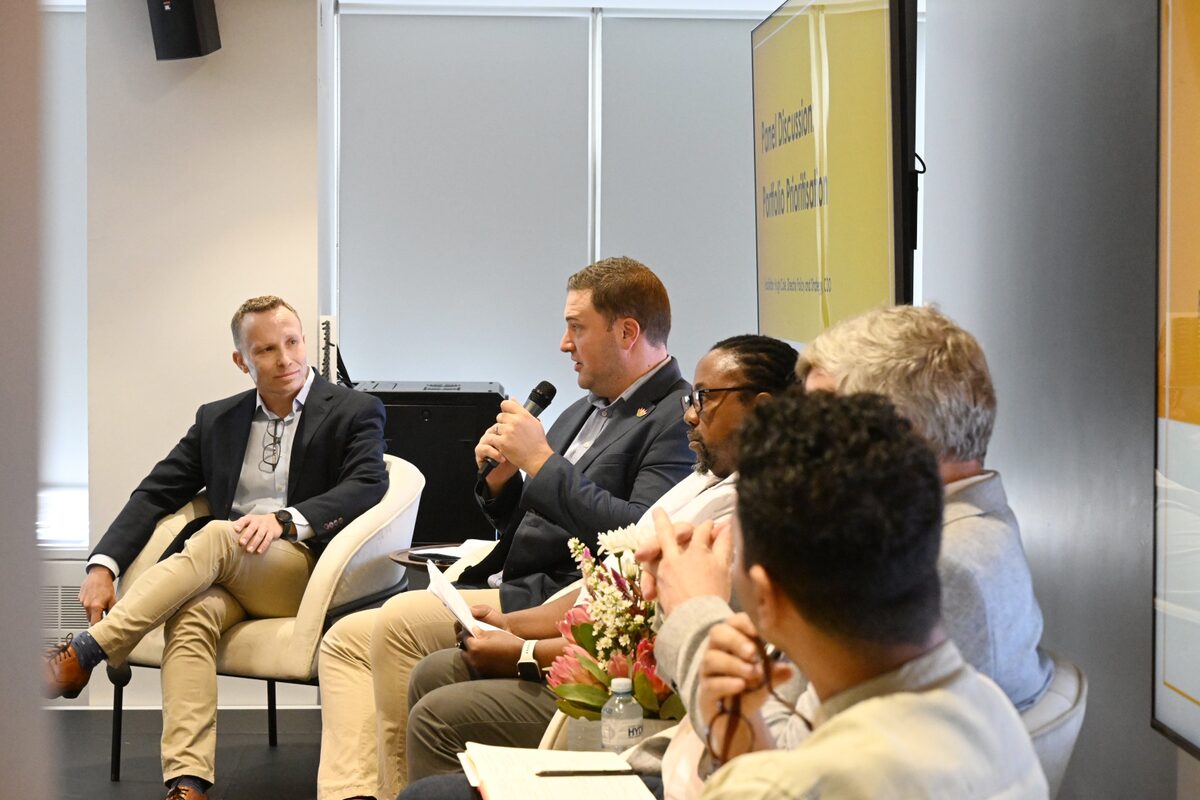 Cape Town Mayor Geordin Hill-Lewis speaking at the launch of the City’s latest Infrastructure Report.