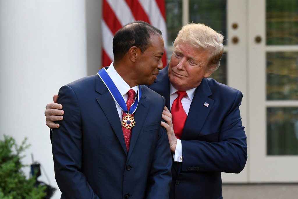 Tiger Woods told police he was on the phone with "the President" immediately after his car crash in Florida and then expressed surprise when he was arrested, body camera video released Thursday showed.