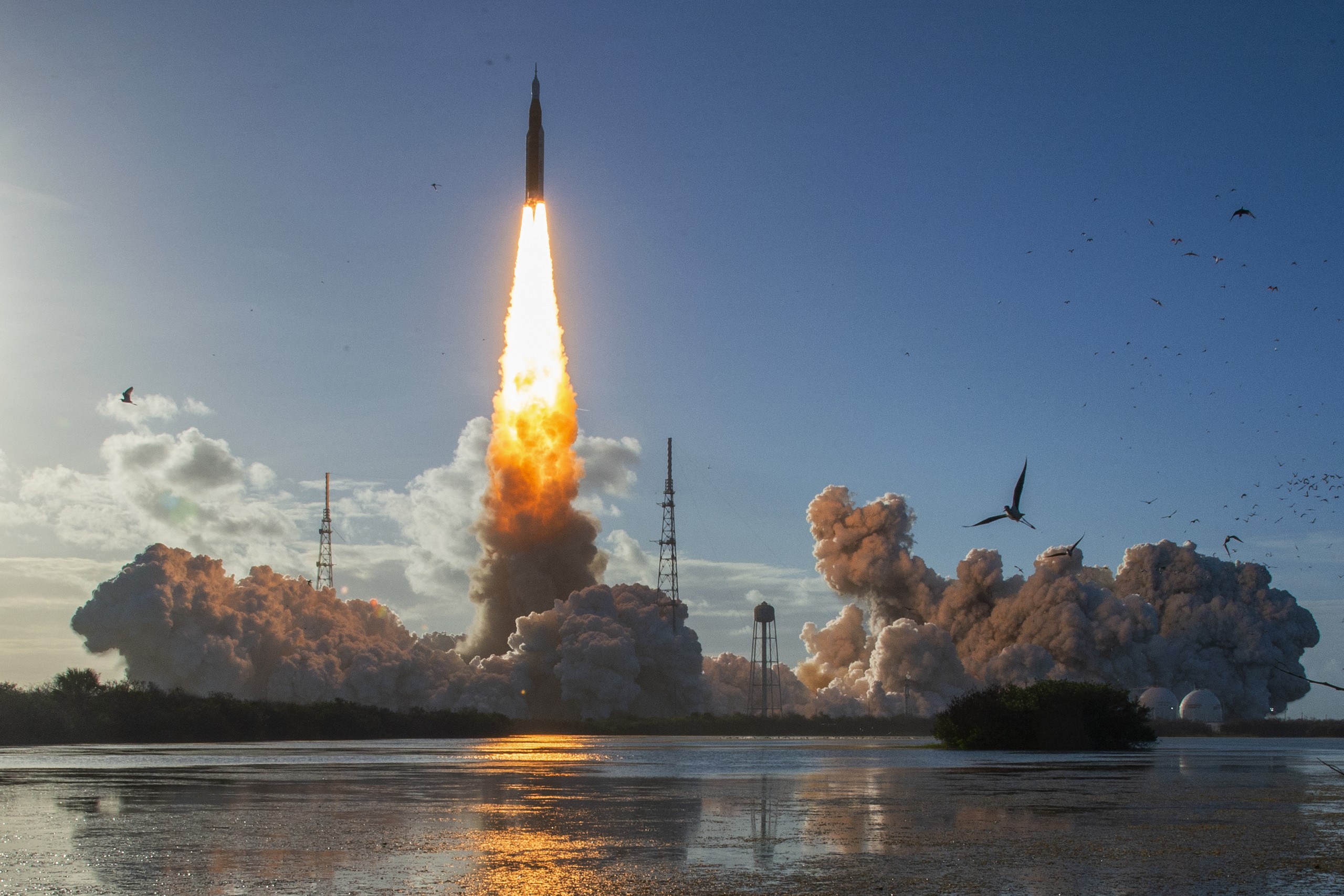 Four astronauts launched aboard a Nasa rocket on Wednesday for a journey around the Moon, marking the first crewed lunar flyby in more than 50 years.