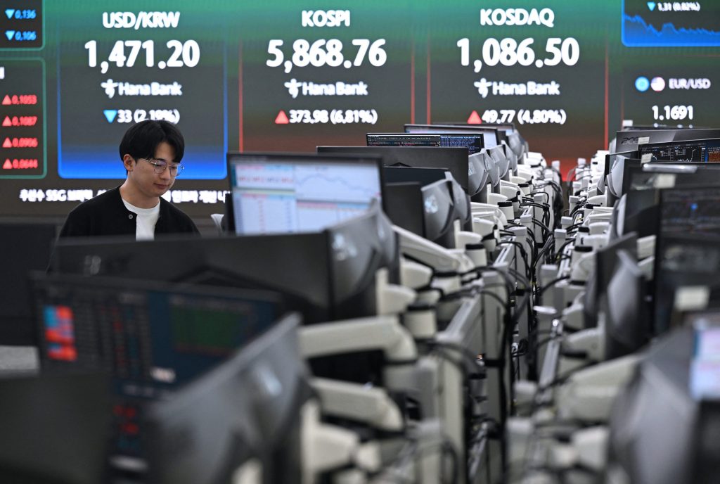 Oil prices surged and stocks sank on Monday after US-Iran peace talks fell apart and Donald Trump announced a blockade of the strategic Strait of Hormuz, adding to fears for energy supplies from the Middle East.