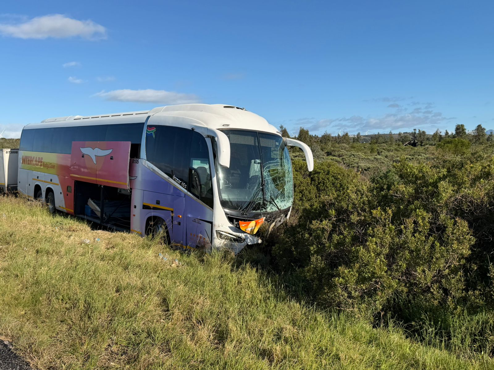 An Intercape bus collided with a law enforceement vehicle.
