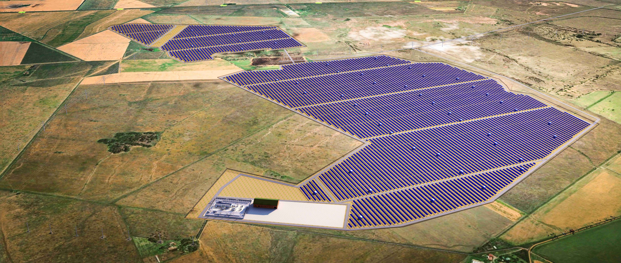 A 3D render of the proposed Middlepunt Solar PV project.