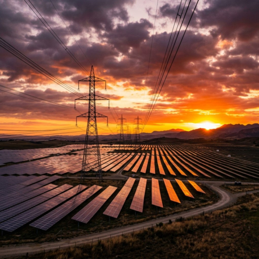 A representation of a solar farm like the one planned outside of Welkom in Matjhabeng.
