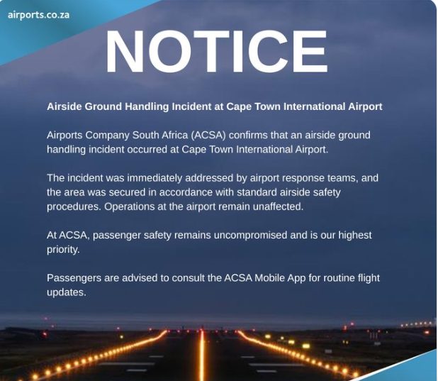 ACSA reassures passengers after fuel leak at Cape Town International Airport