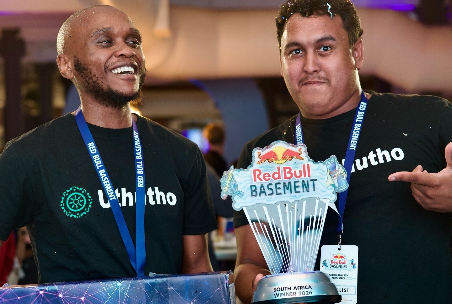 Makhi Mangxola and Shaqeel Less after they were announced as 2026 Red Bull Basement South Africa champs. They will be jetting off to the US to take part in the final leg of the 2026 Red Bull Basement competition in June.