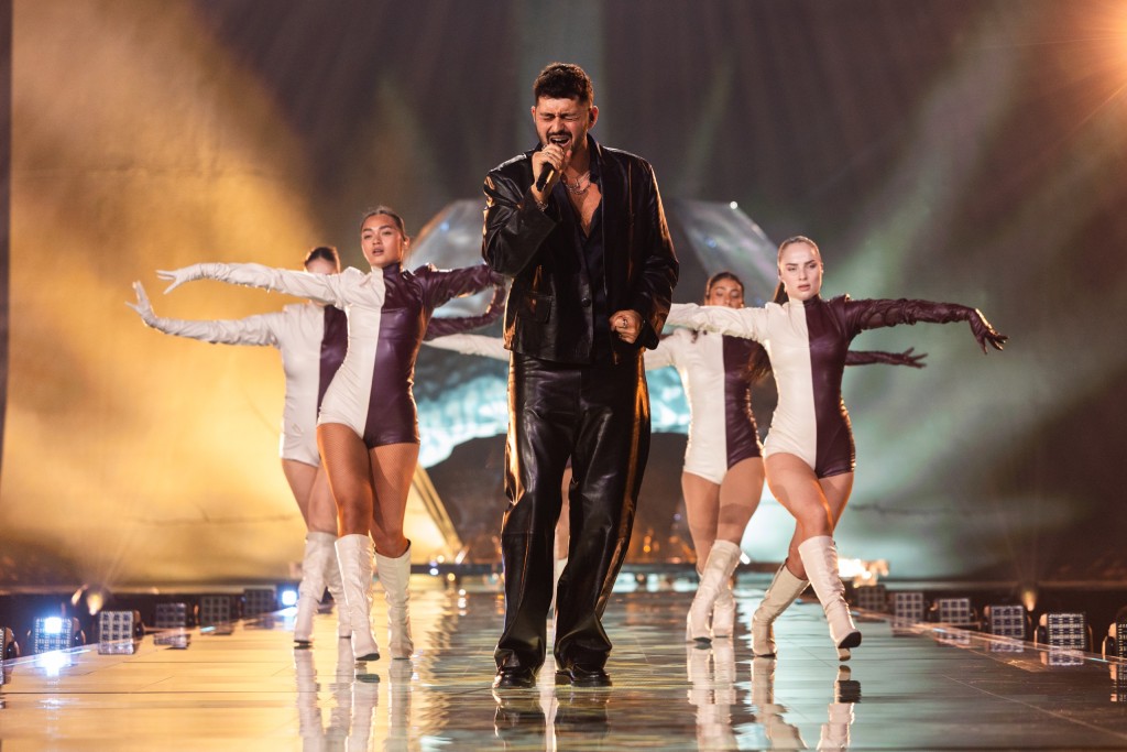 Israel's Noam Bettan during the first rehearsal.