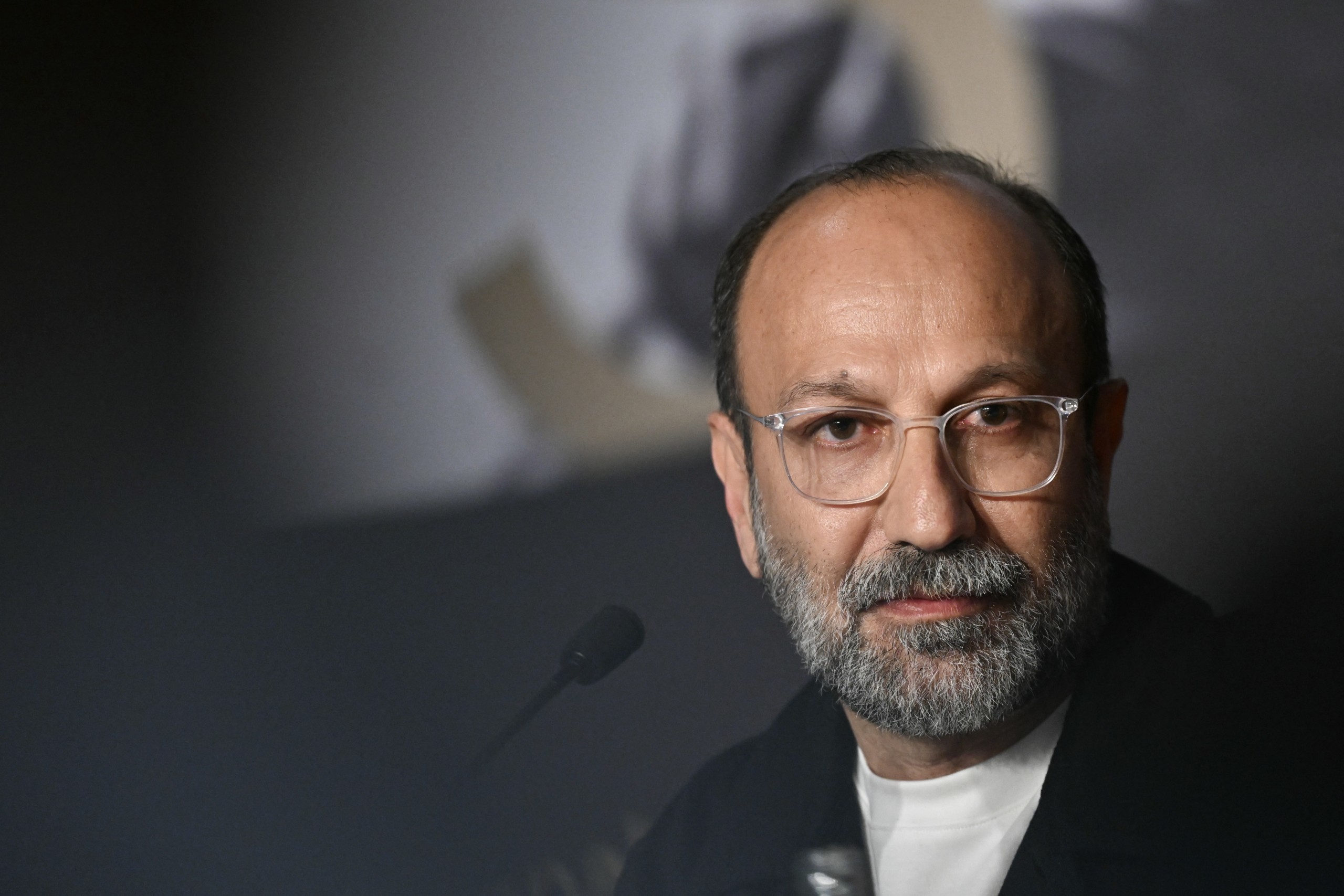 Iranian director Asghar Farhadi attends a press conference in Cannes.