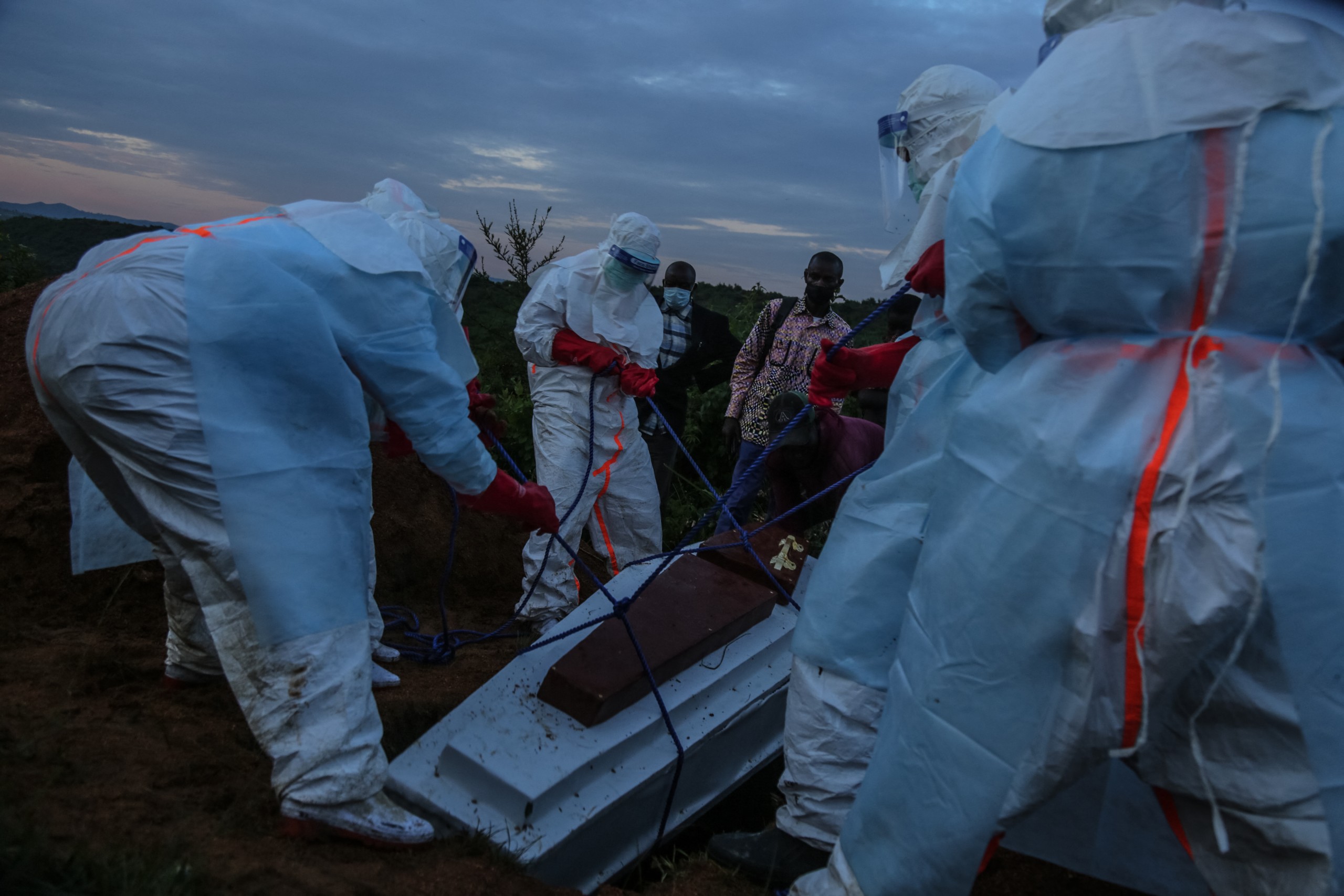 Ebola, medical staff in protective clothing.