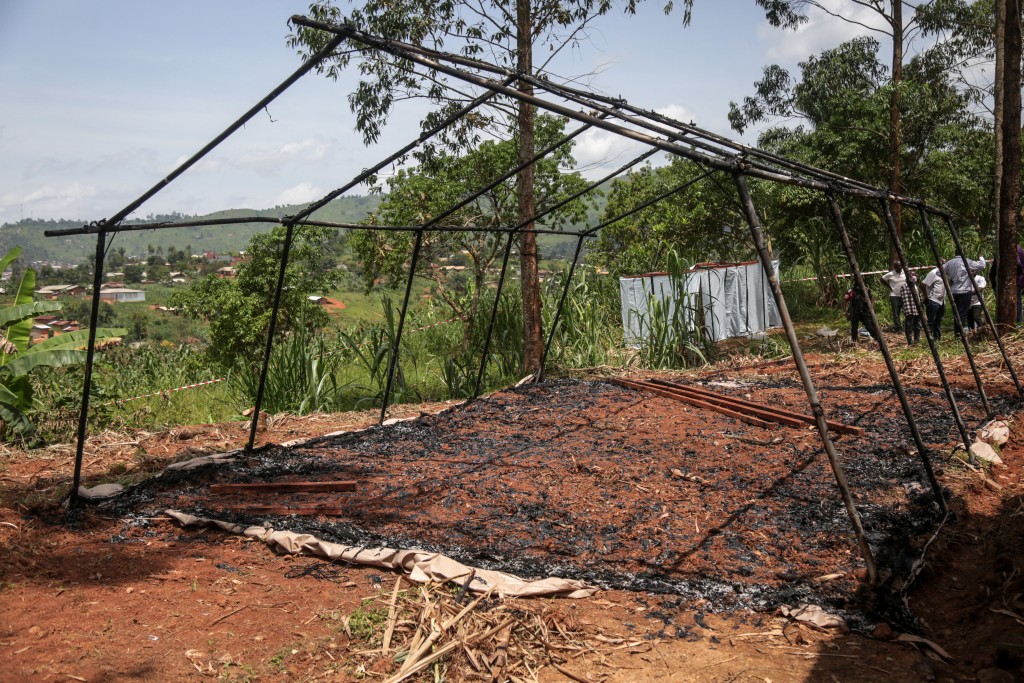Ebola, burnt medical tent