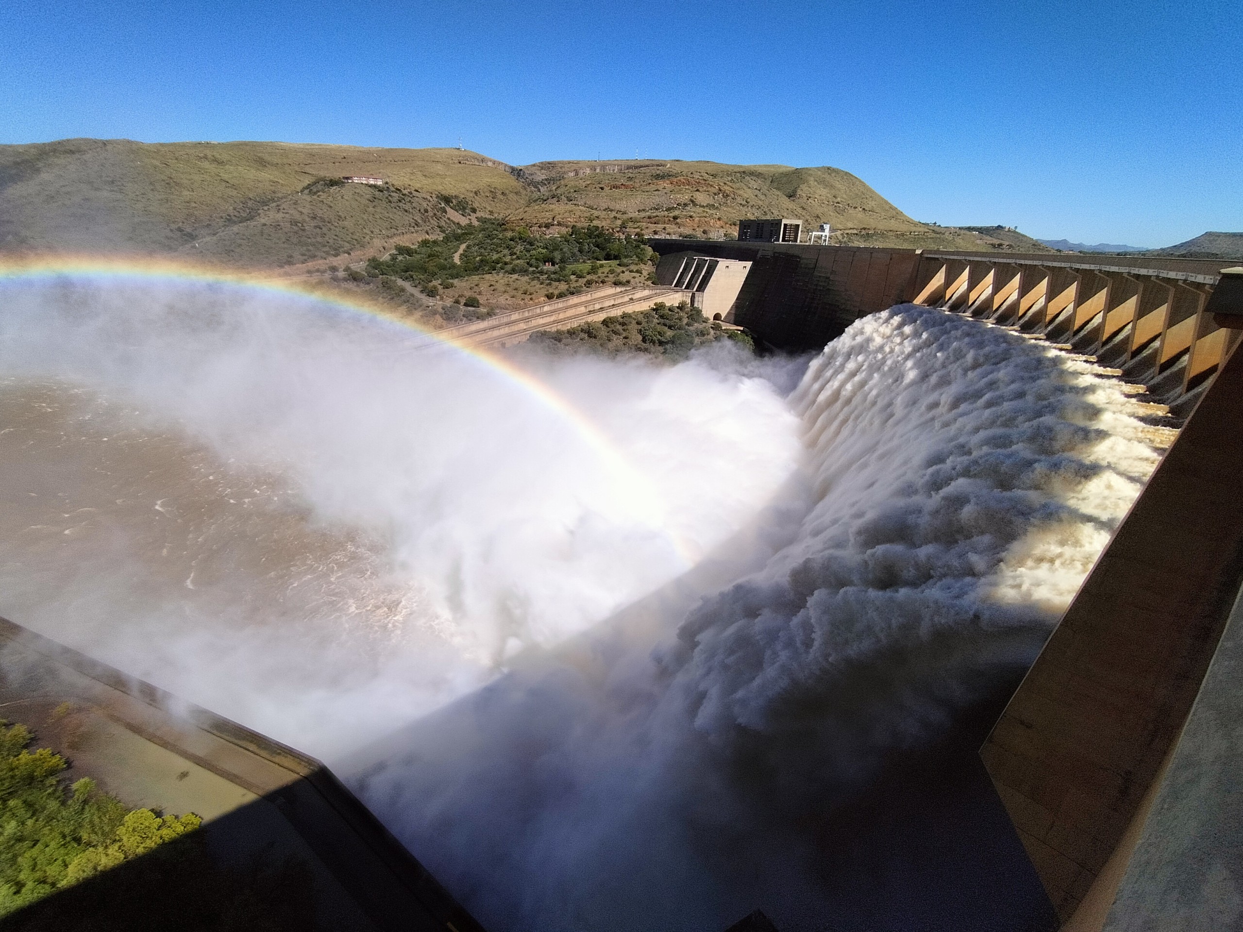 The Gariep Dam overflowing.