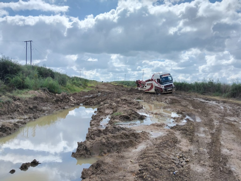 
In several sections the road has been reduced to a single lane.