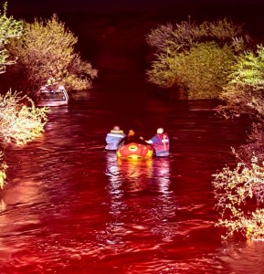 Cold night ordeal ends as rescue teams airlift workers from flooded vehicles