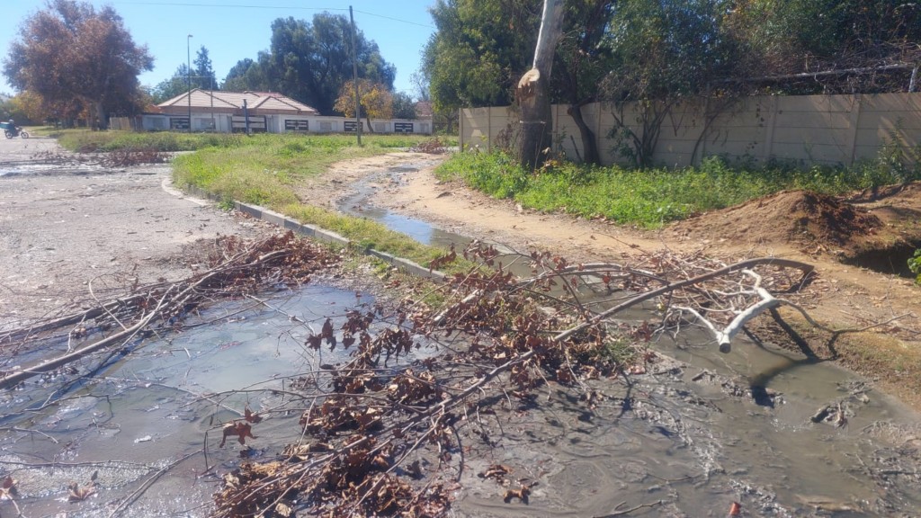 
Turning into Anderson Street from Unicor Street is impossible, with broken trees and sewage blocking the way.   PHOTO: Marti Will