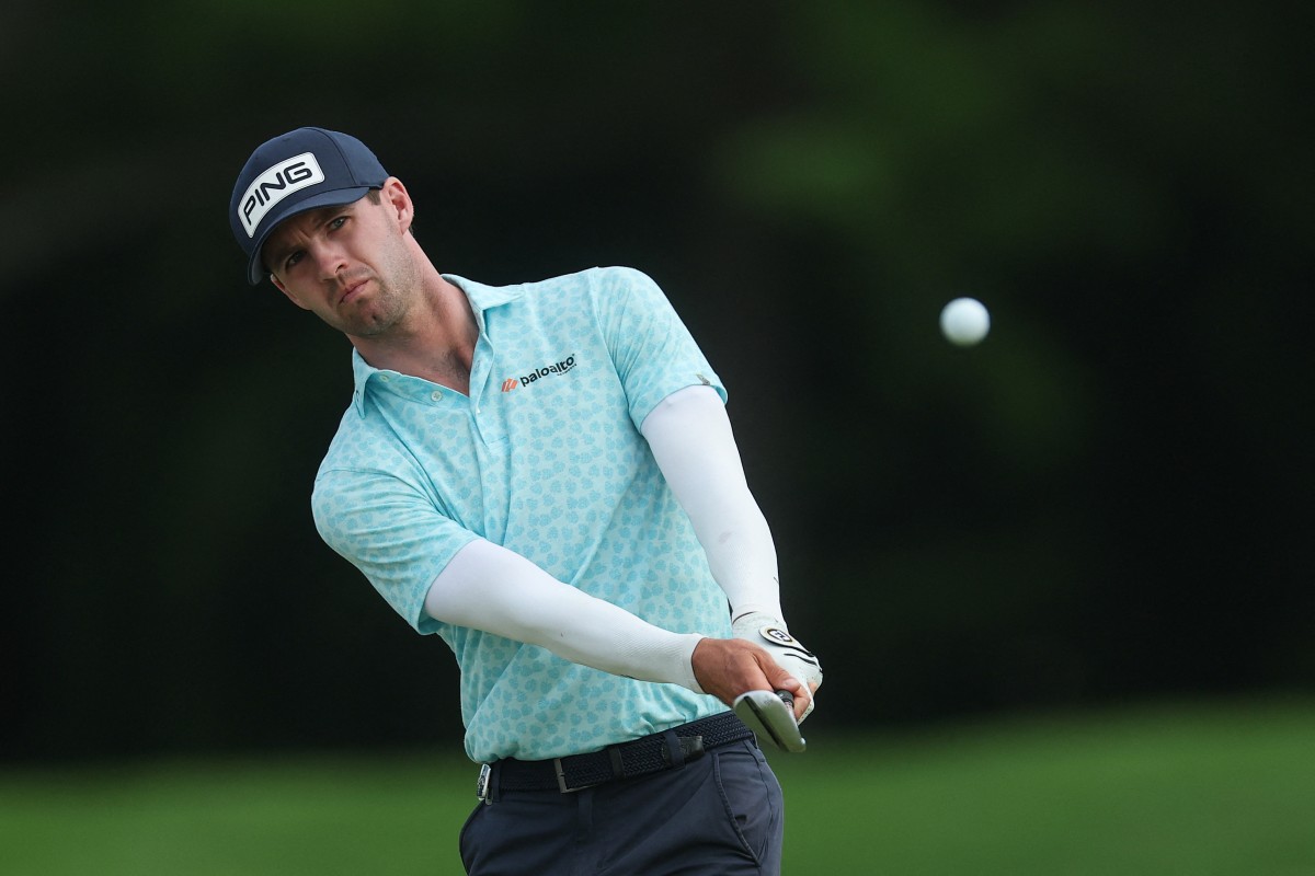 Alex Smalley of the United States plays a shot on the 13th hole during the third round of the PGA Championship