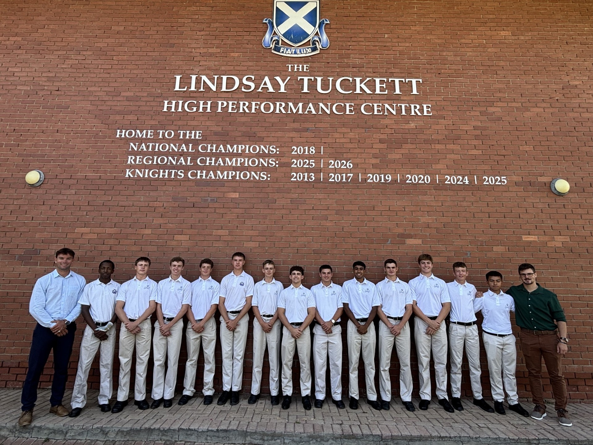 2026 1st XI with the performance record of their past teams, proudly on the wall of the Lindsay Tuckett High Performance Centre.