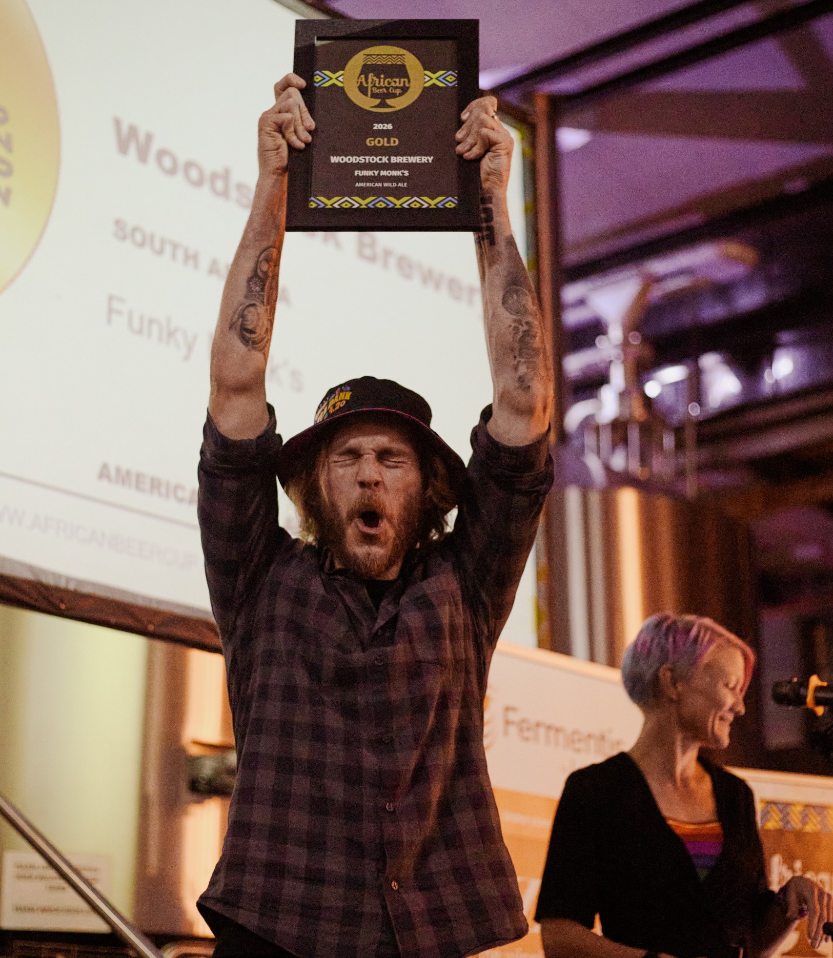 Tinus Lottering celebrates one of three gold medals at the 2026 African Beer Cup.