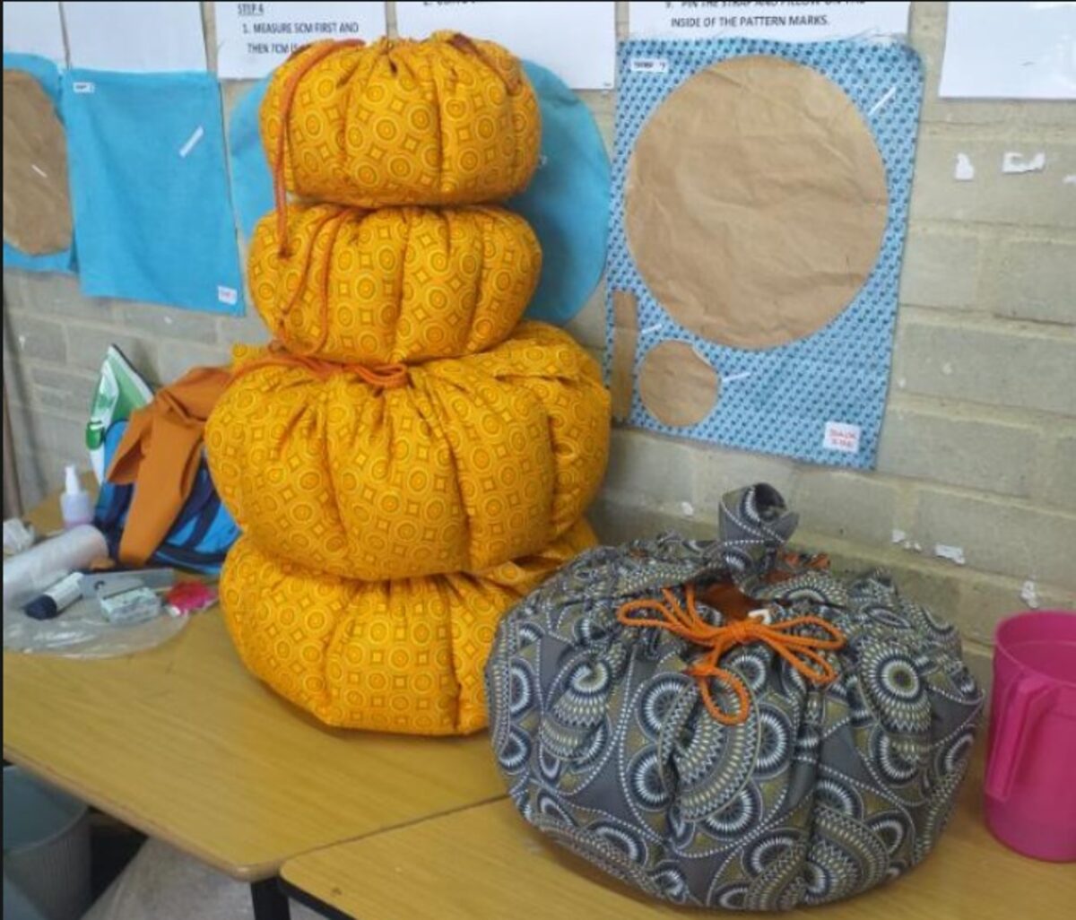 Some of the hotbags that the organisation made.