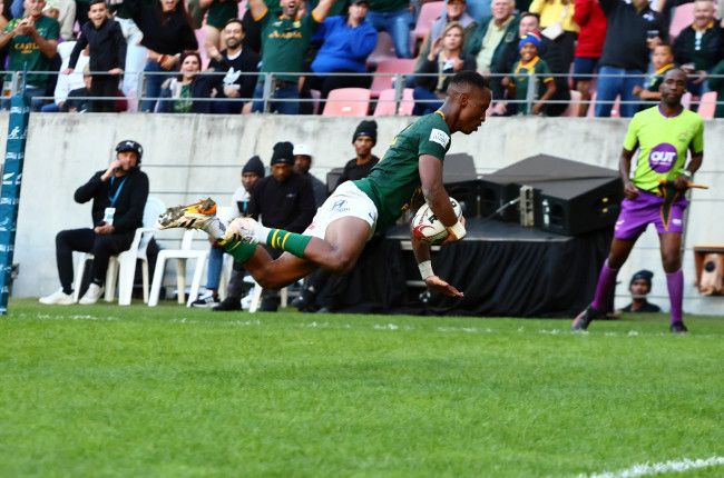 Akahluwa Boqwana scores for the Junior Boks.