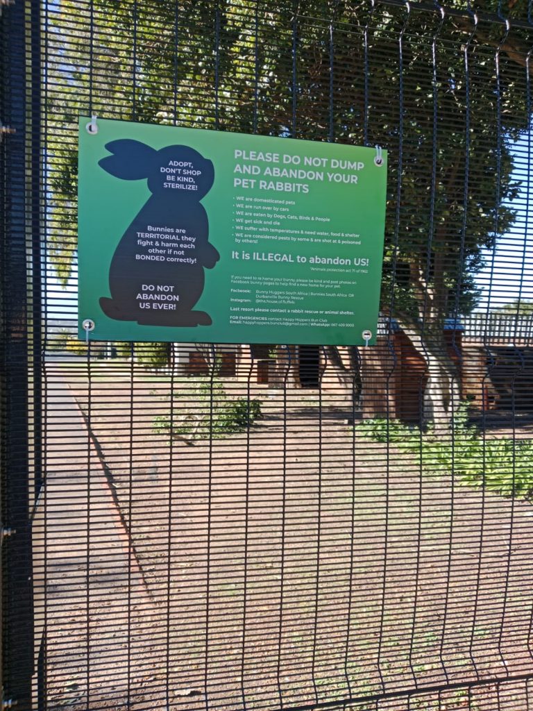 Signs to discourage the dumping of pet bunnies were put up at the Durbanvile cemetery.
