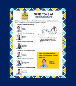 Oppie Tong Af Redenaarskompetisie – finaliste gekies vir nasionale kompetisie