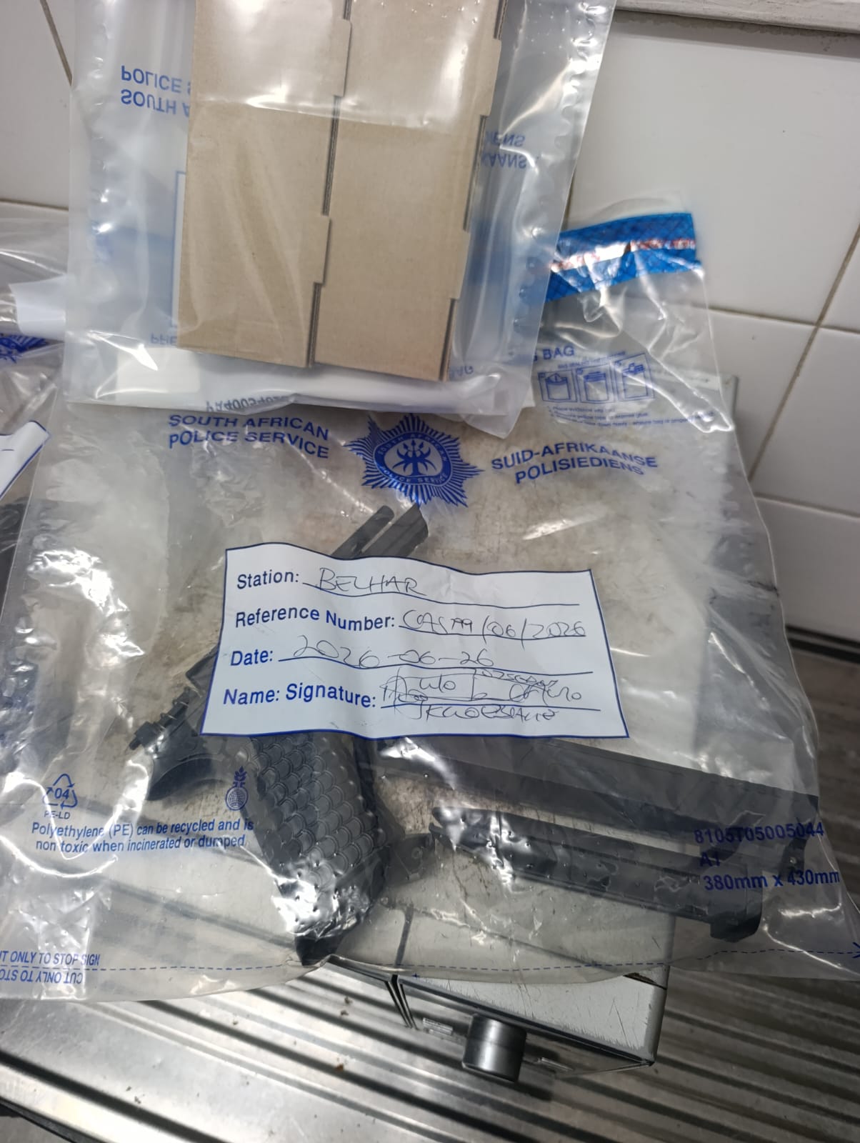 The fire weapon found by police.