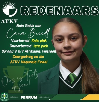 ATKV-Redenaarskompetisie - Ferrum High School leerders staan uit