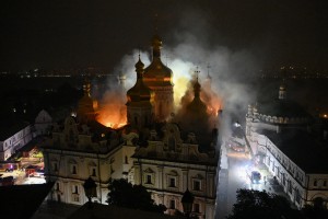 Russian missile barrage sets historic Kyiv cathedral ablaze, kills 11