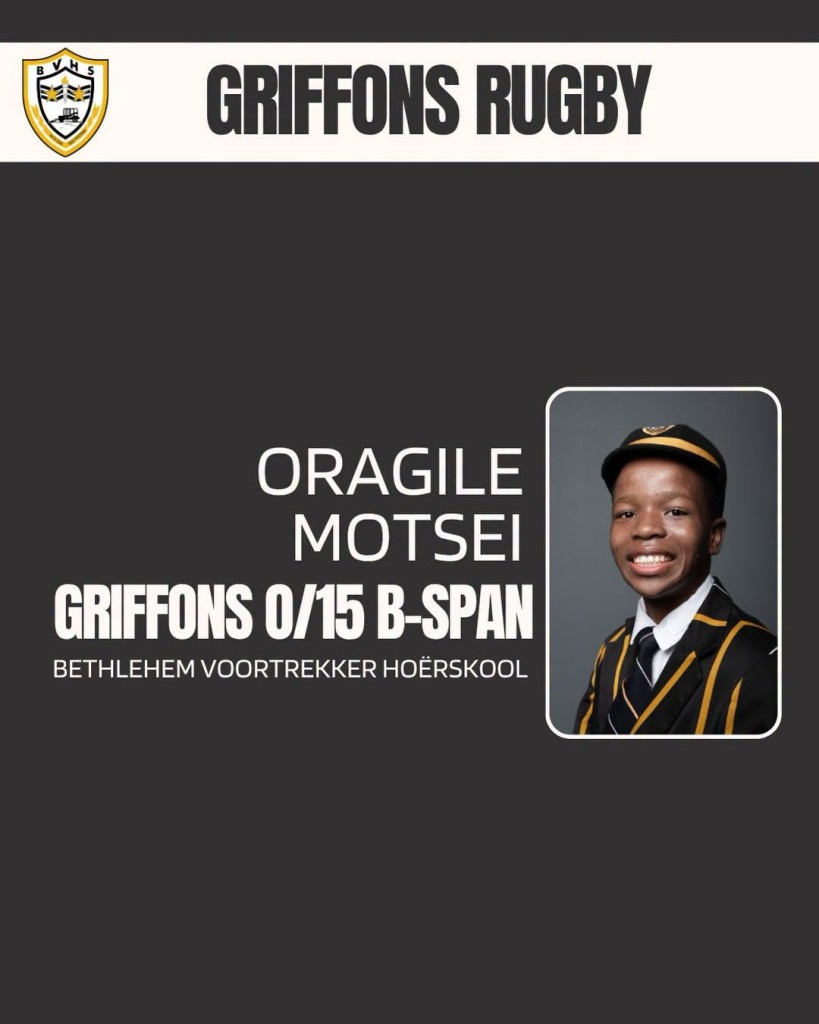 Griffons provinsiale spanne - o.15 Rugbyspelers van BVHS gekies