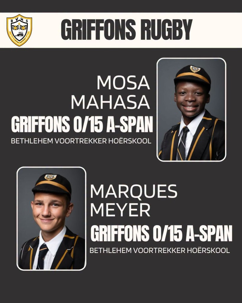 Griffons provinsiale spanne - o.15 Rugbyspelers van BVHS gekies
