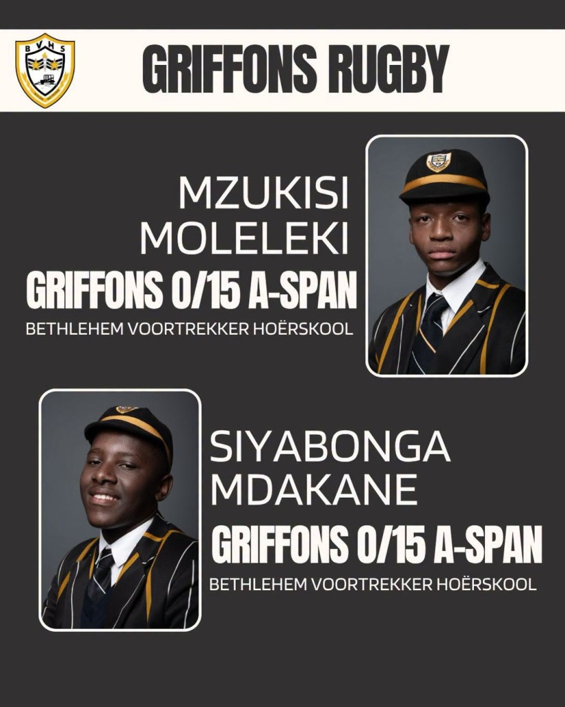 Griffons provinsiale spanne - o.15 Rugbyspelers van BVHS gekies