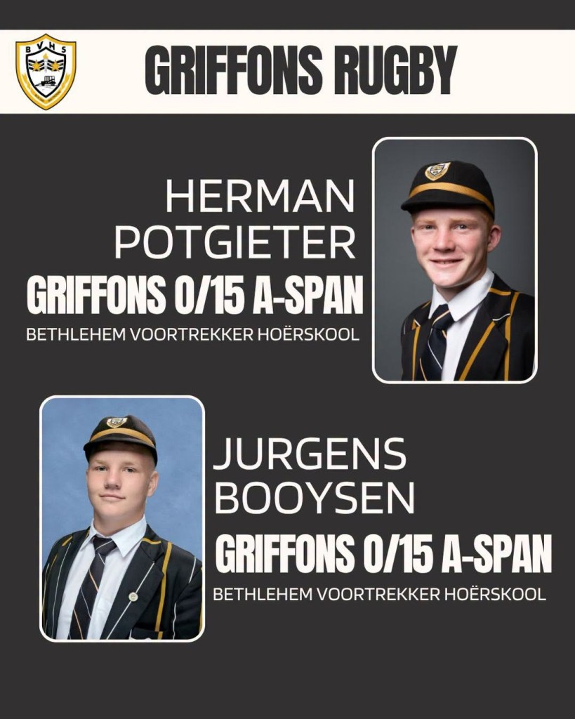 Griffons provinsiale spanne - o.15 Rugbyspelers van BVHS gekies