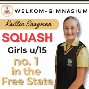Kaitlin Saayman is Number 1 in Free State U15 Squash