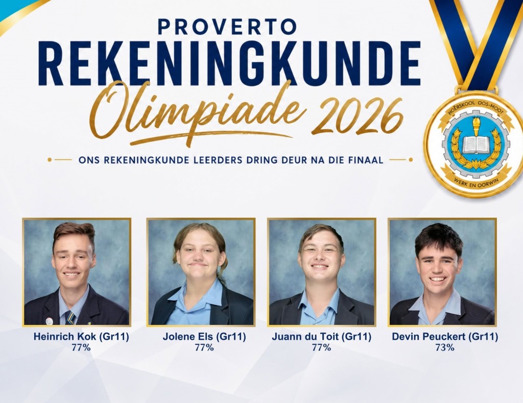 Proverto Rekeningkunde-olimpiade 2026 - Oos-Moot leerders vaar puik