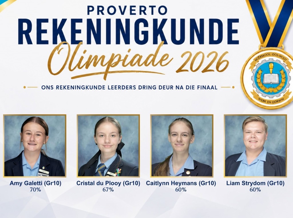 Proverto Rekeningkunde-olimpiade 2026 - Oos-Moot leerders vaar puik