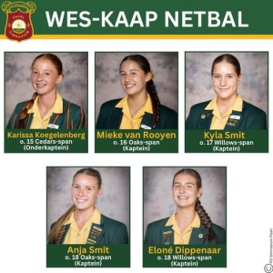 Gimmiesmeisies gekies vir leiersposisies in Wes-Kaapse netbalspanne