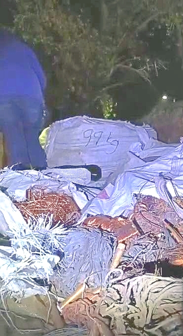 The cargo revealed that the first container was loaded with bags of copper cable