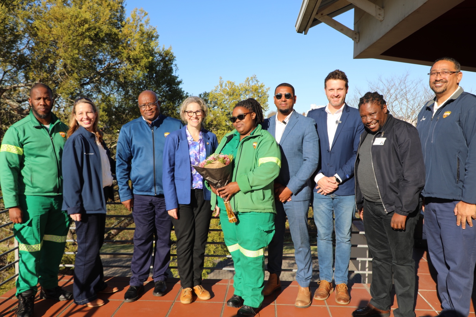 Minister Mireille Wenger together with George Mayor, Bronwen Johnson, and Garden Route District Mayor, Marais Kruger, with senior management of healthcare and emergency services in the Garden Route and Central Karoo.