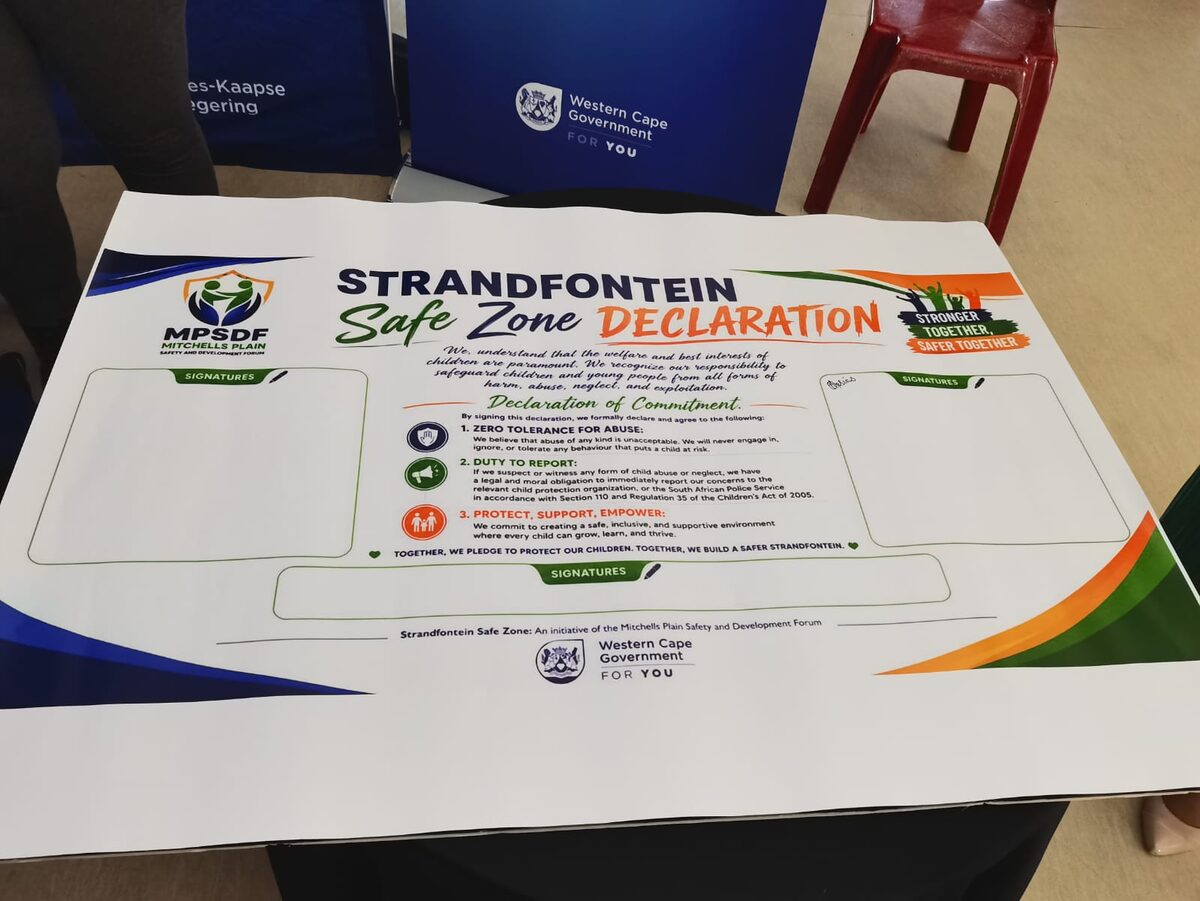 The Strandfontein Safe Zone declaration.