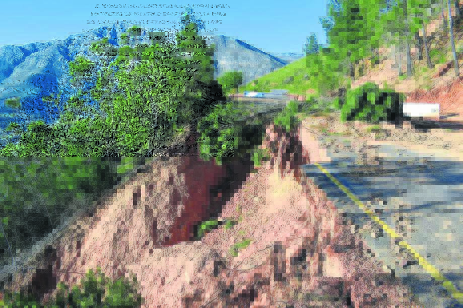 Franschhoek Pass flood damage.