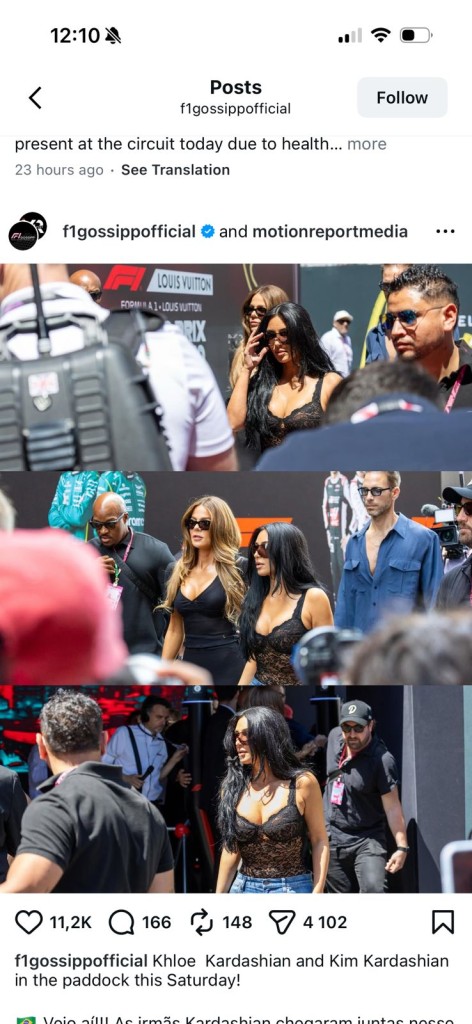 The Kardashian sisters were both present inside the Ferrari pits