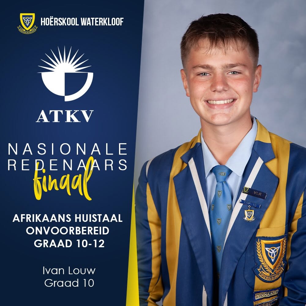 ATKV Redenaars landsfinaal by Klein-Kariba - Klofies verower plekke. Hy behaal finaal vir Afrikaans Huistaal Voorbereid Gr. 10-12 en Afrikaans Huistaal Onvoorbereid Gr. 10-12