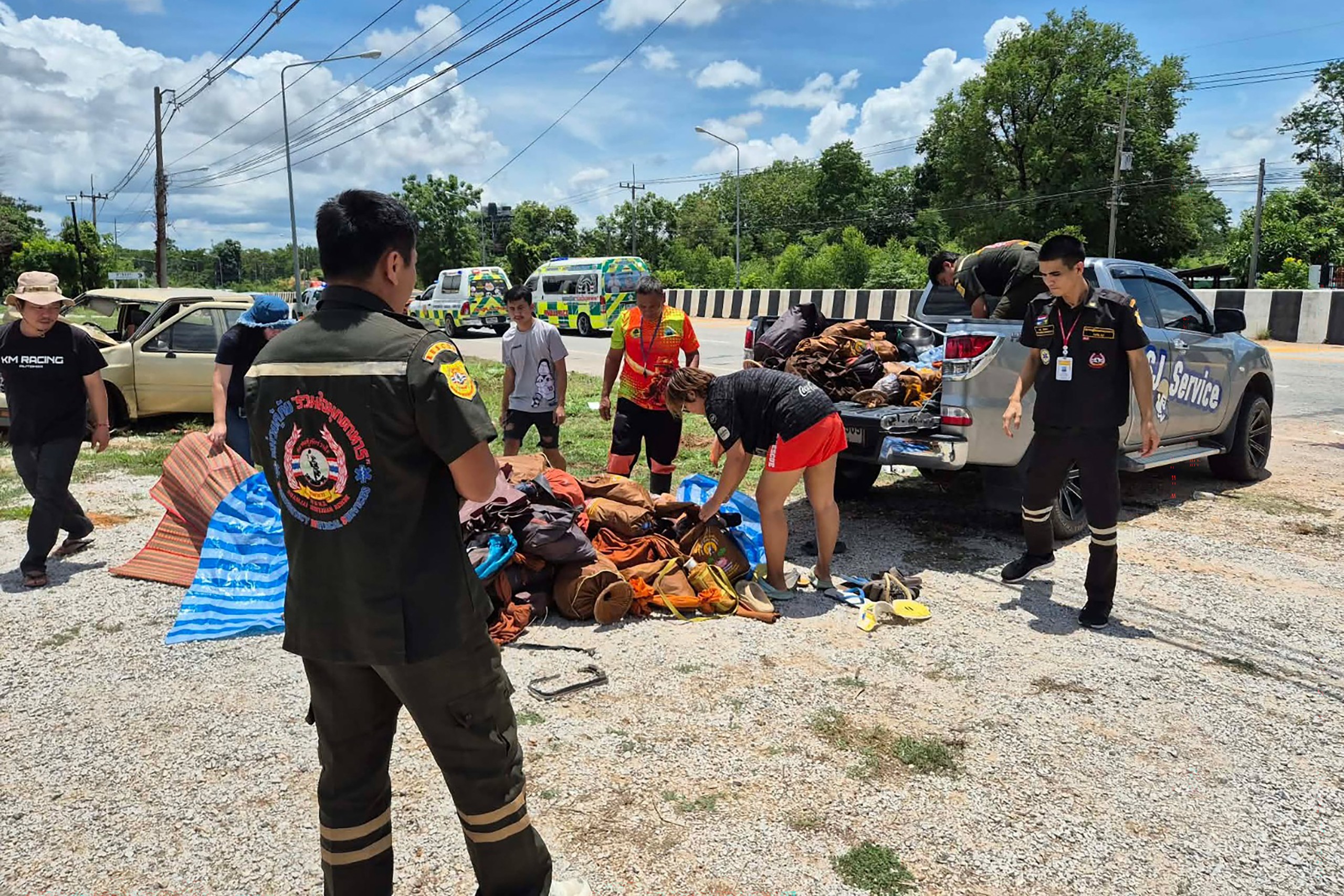 Nine Buddhist monks were killed and 10 others seriously injured when struck by a pickup truck driven by a child.