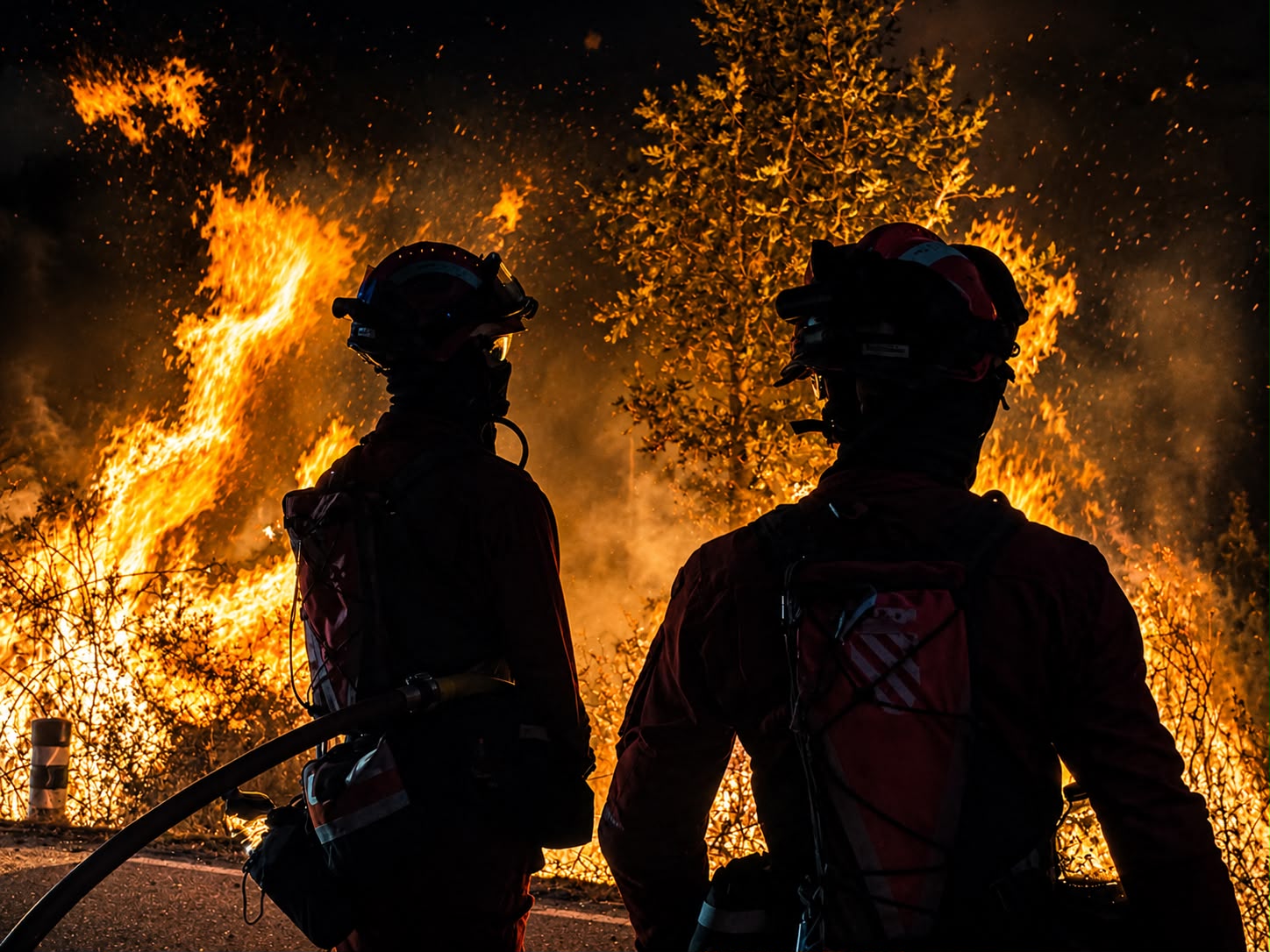This handout photo released on July 21, 2026 by Spain's Military Emergencies Unit (UME) shows the members fighting a wildfire in La Mierla area, near Guadalajara, about 100 kilometers north of Madrid. (Photo: AFP)